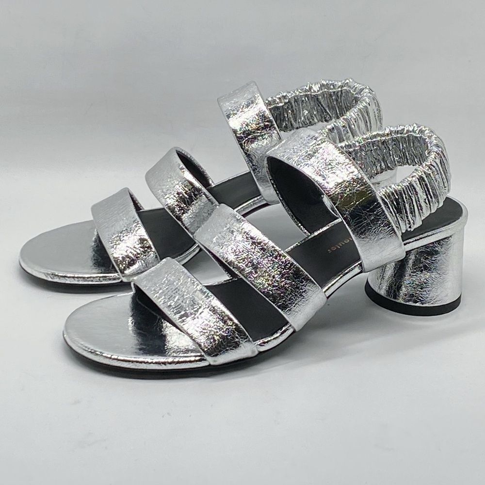 Proenza Schouler Silver Slingback Block Heel Sandals size 36.5